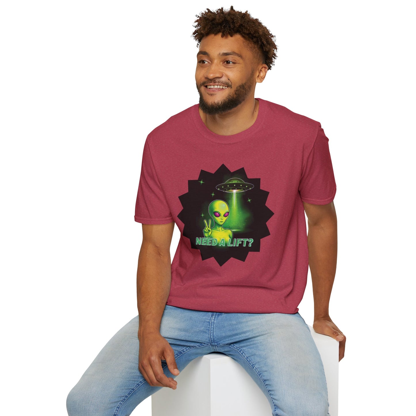Cool Alien Peace Sign - Need a Lift - Unisex Softstyle T-Shirt