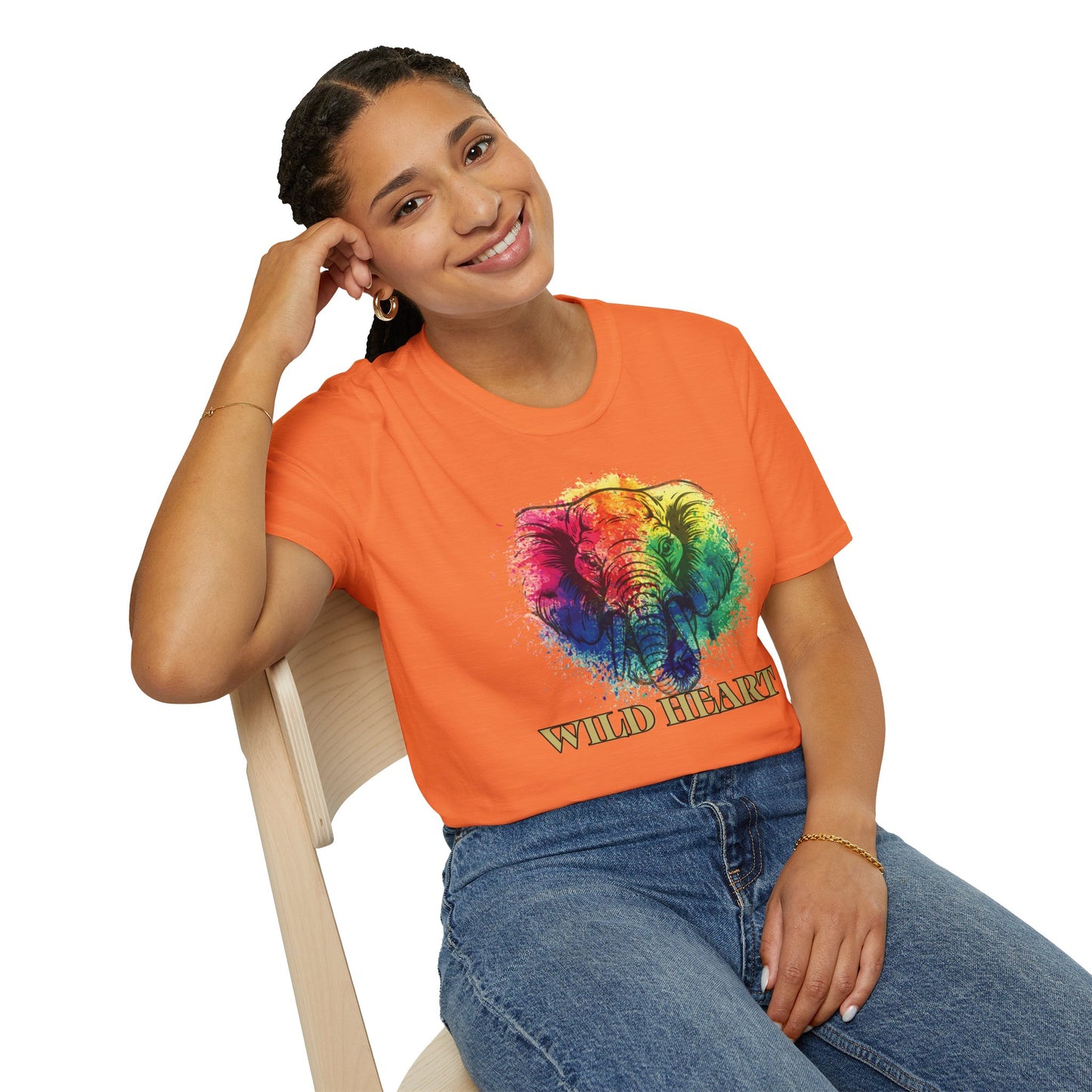 Wild Heart Collection - Elephant Color Splash Unisex Softstyle Graphic T-Shirt