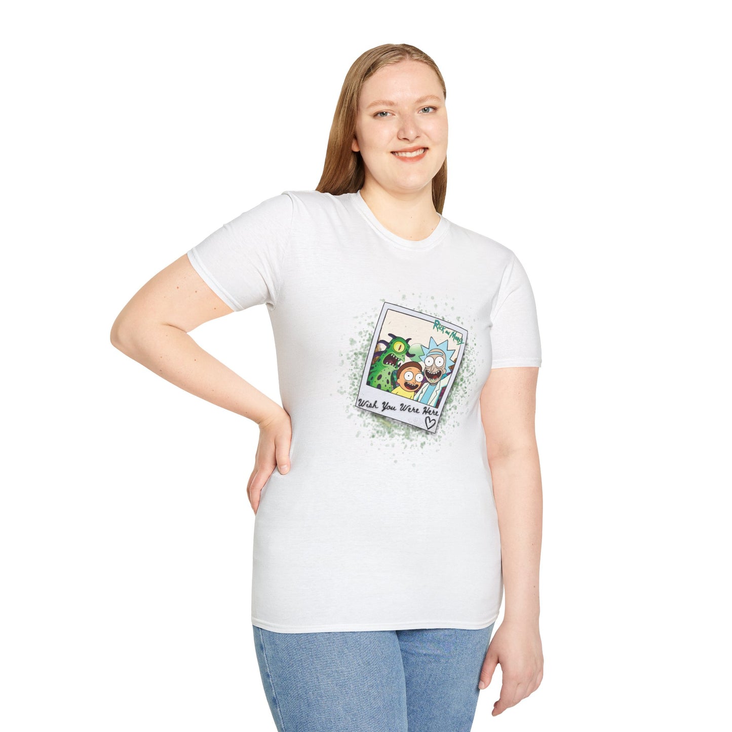 Rick & Morty Polaroid - Wish You Were Here - Unisex Softstyle T-Shirt