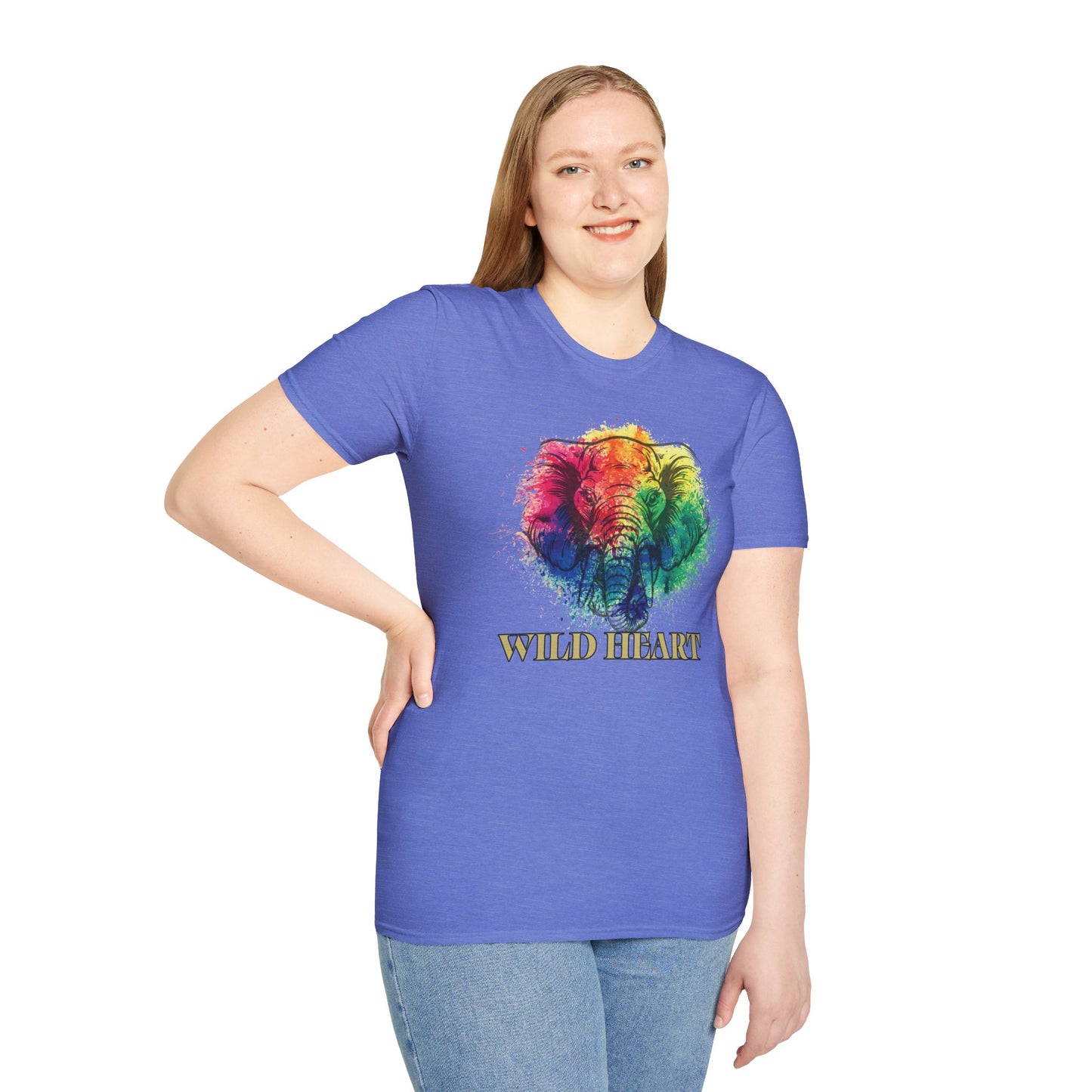 Wild Heart Collection - Elephant Color Splash Unisex Softstyle Graphic T-Shirt
