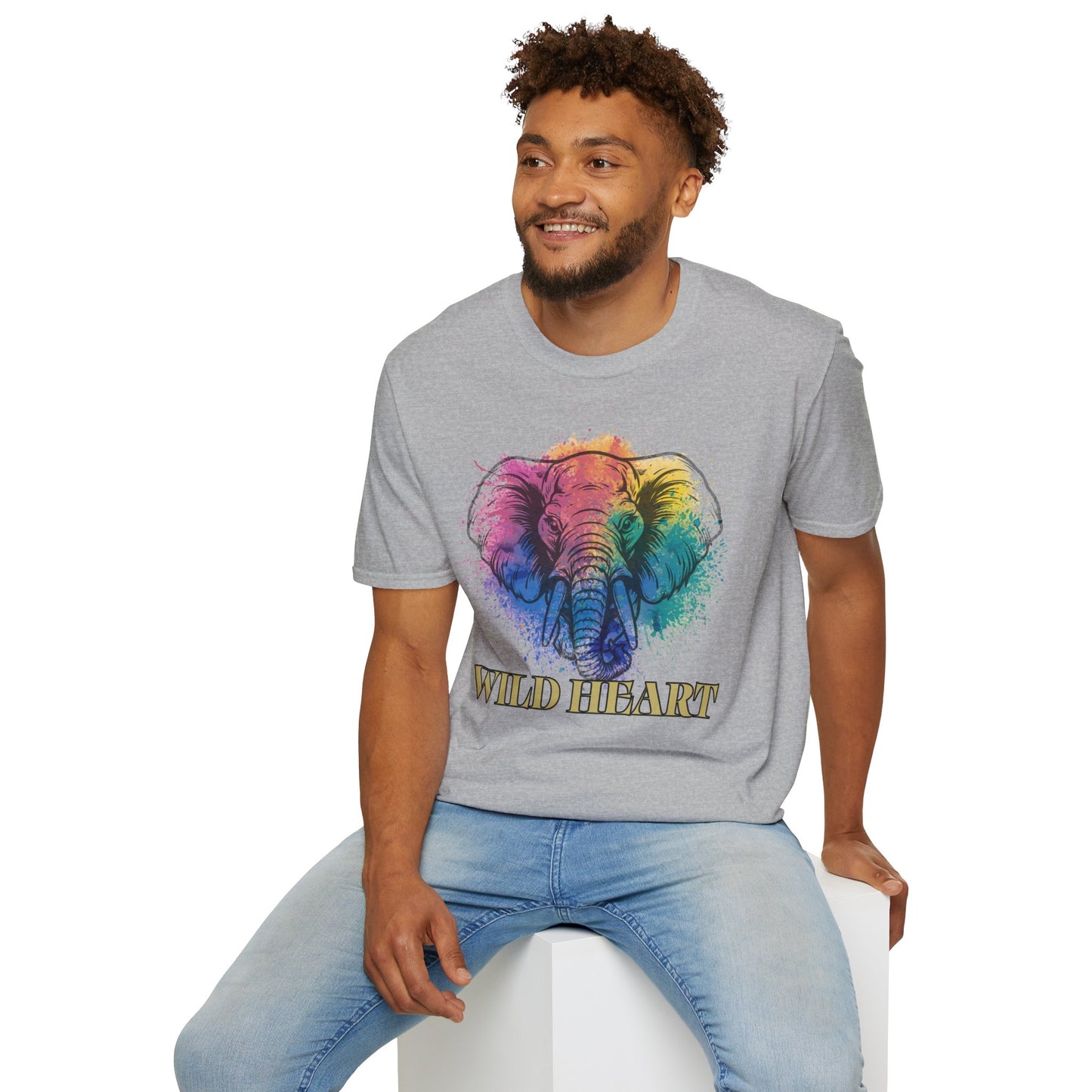 Wild Heart Collection - Elephant Color Splash Unisex Softstyle Graphic T-Shirt
