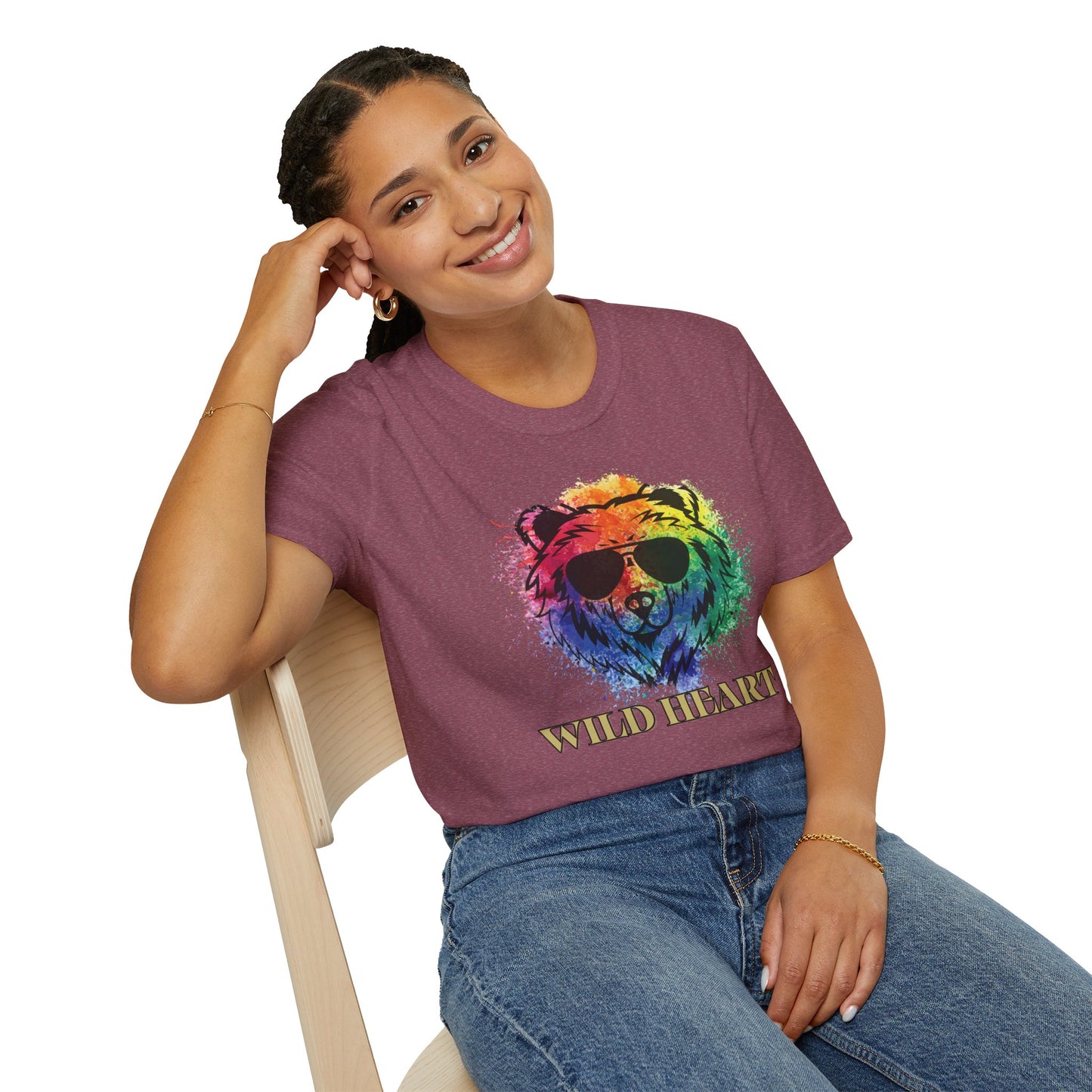 Wild Heart Collection - Bear Color Splash Unisex Softstyle Graphic T-Shirt