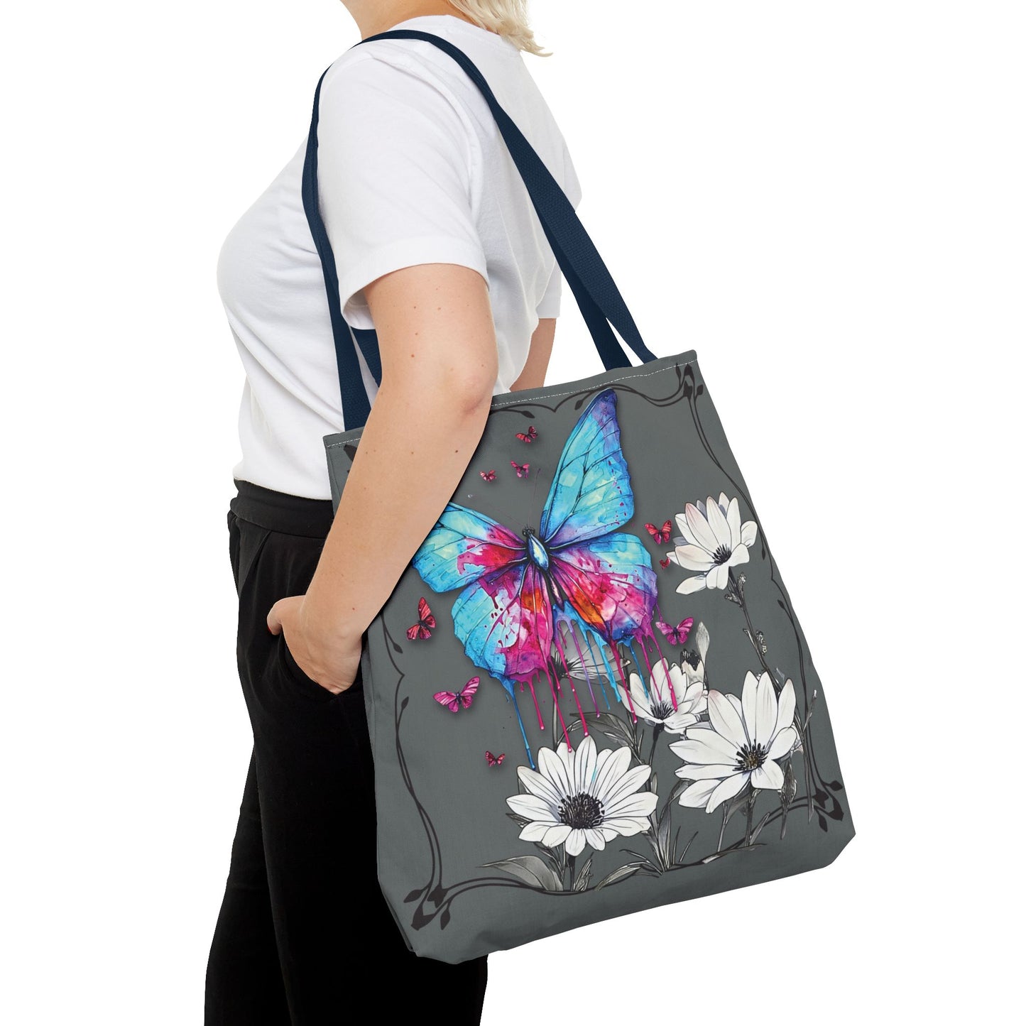 Painted Butterfly in Black and White Tote Bag