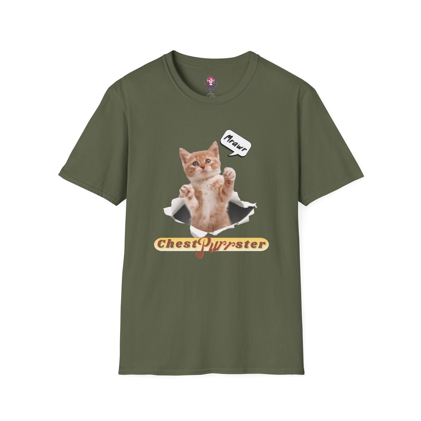 Cute Kitten ChestPurrster Pun - Unisex Softstyle T-Shirt