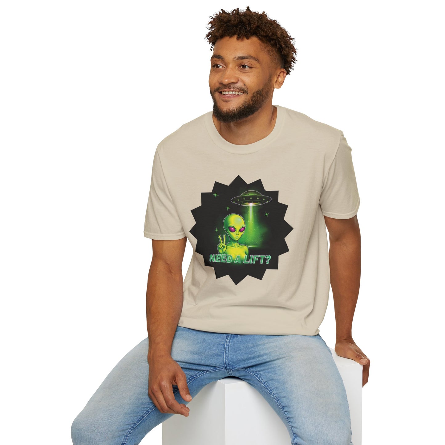 Cool Alien Peace Sign - Need a Lift - Unisex Softstyle T-Shirt