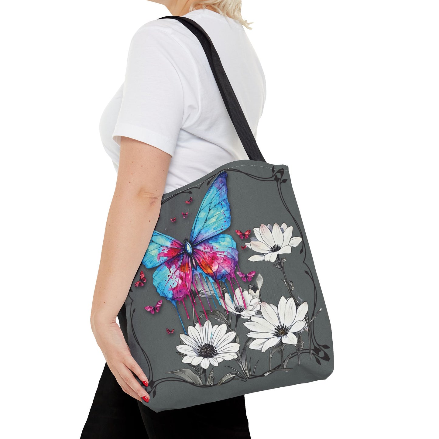 Painted Butterfly in Black and White Tote Bag