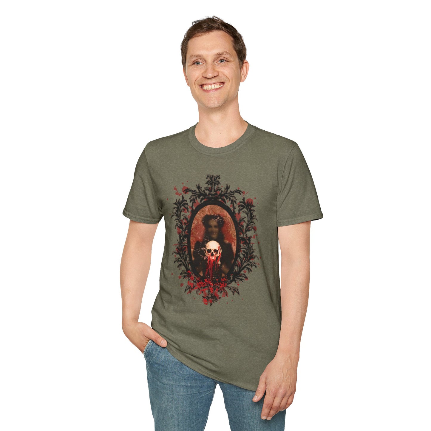 Vintage Gothic Skull Frame - Unisex Softstyle T-Shirt