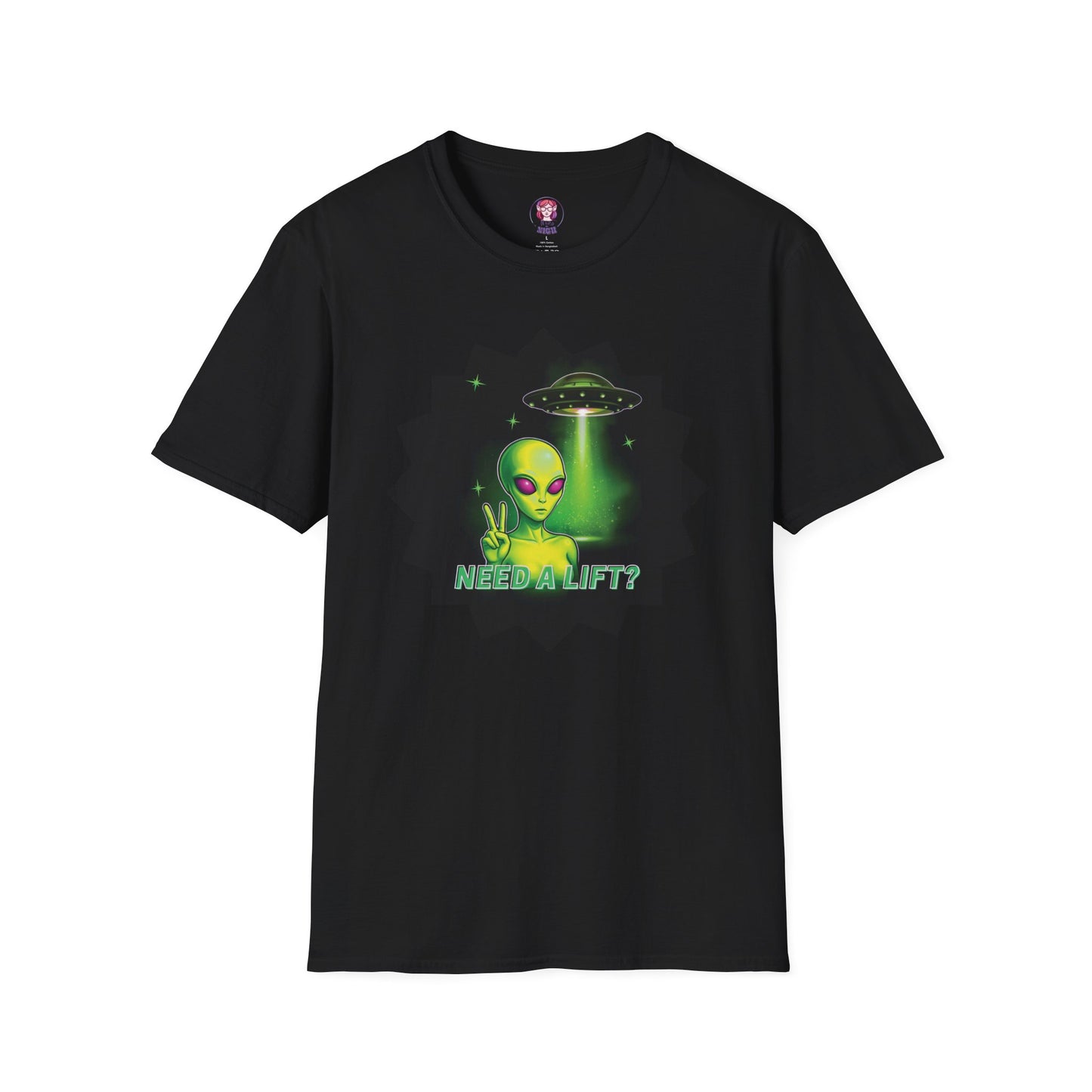 Cool Alien Peace Sign - Need a Lift - Unisex Softstyle T-Shirt