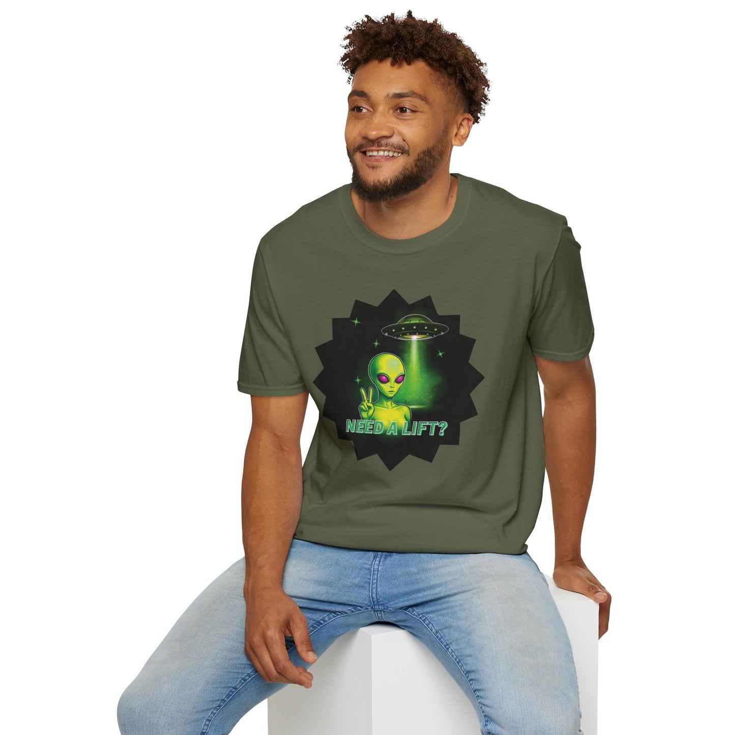 Cool Alien Peace Sign - Need a Lift - Unisex Softstyle T-Shirt
