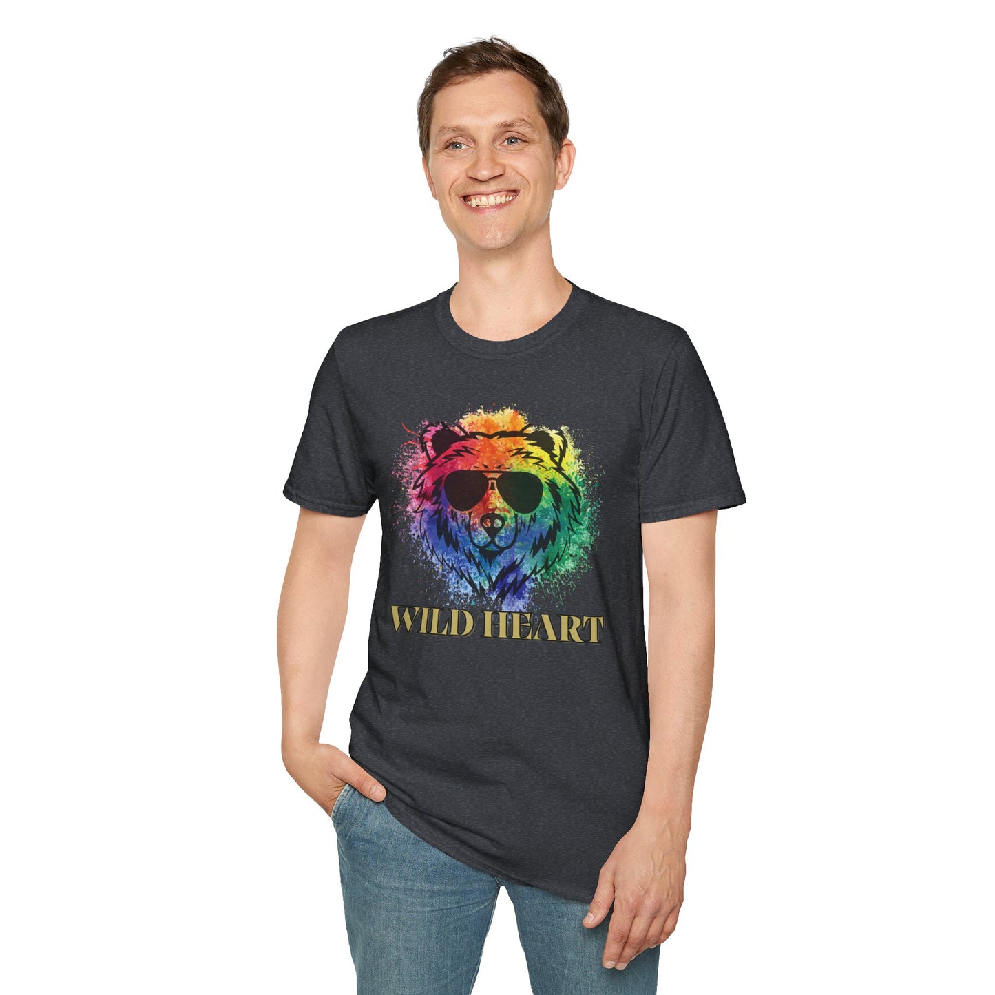 Wild Heart Collection - Bear Color Splash Unisex Softstyle Graphic T-Shirt