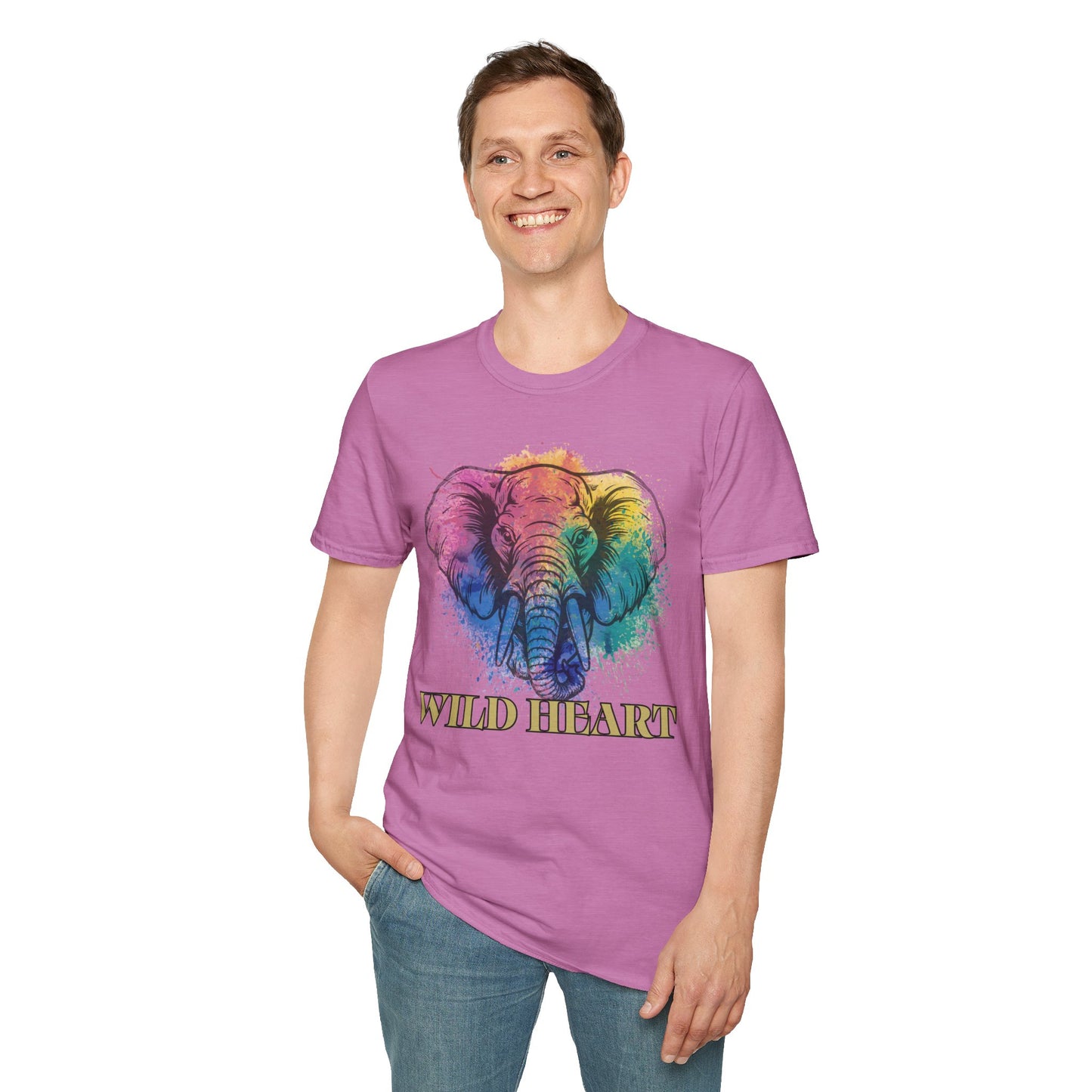 Wild Heart Collection - Elephant Color Splash Unisex Softstyle Graphic T-Shirt