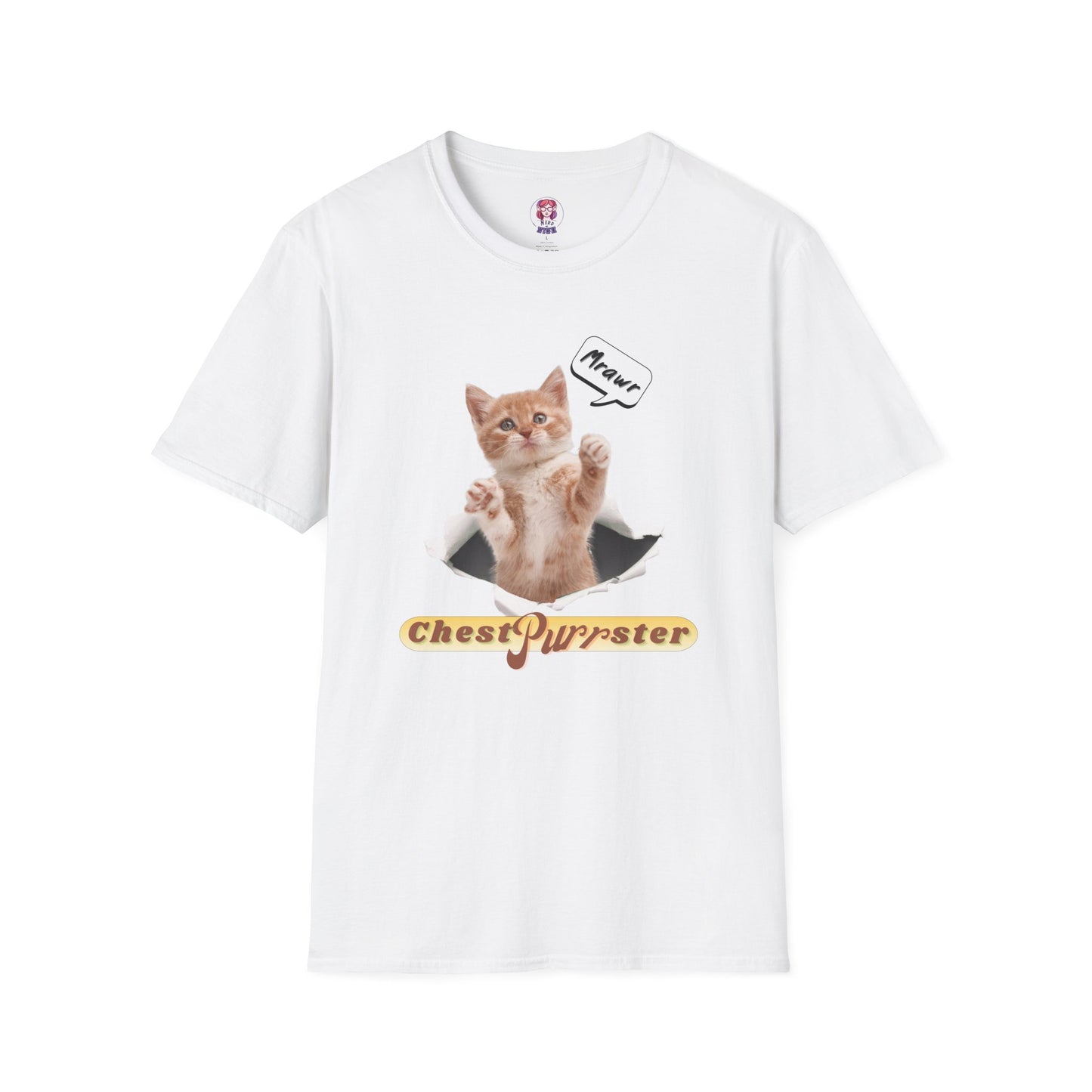 Cute Kitten ChestPurrster Pun - Unisex Softstyle T-Shirt