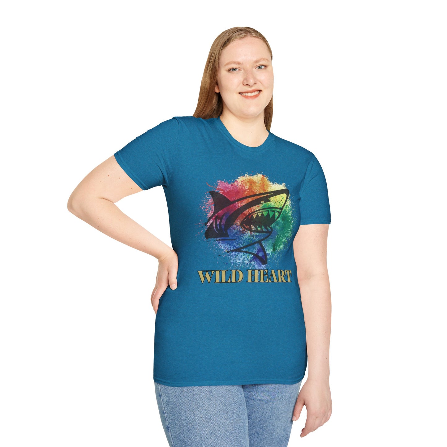 Wild Heart Collection - Shark Color Splash Unisex Softstyle Graphic T-Shirt