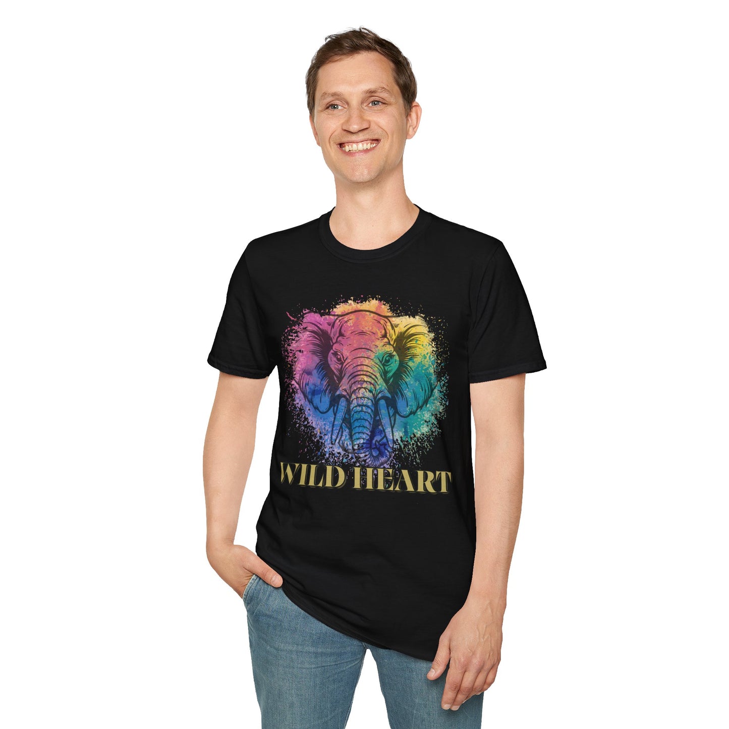 Wild Heart Collection - Elephant Color Splash Unisex Softstyle Graphic T-Shirt