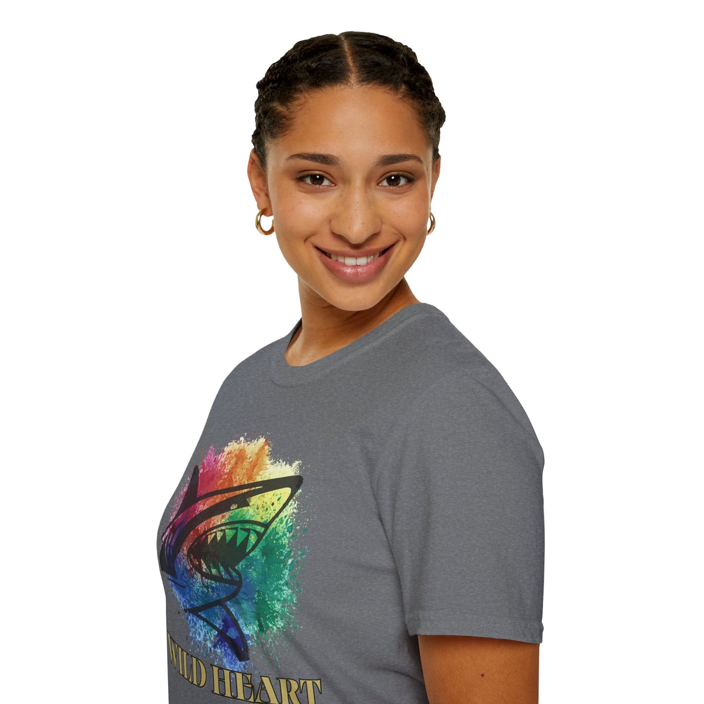 Wild Heart Collection - Shark Color Splash Unisex Softstyle Graphic T-Shirt