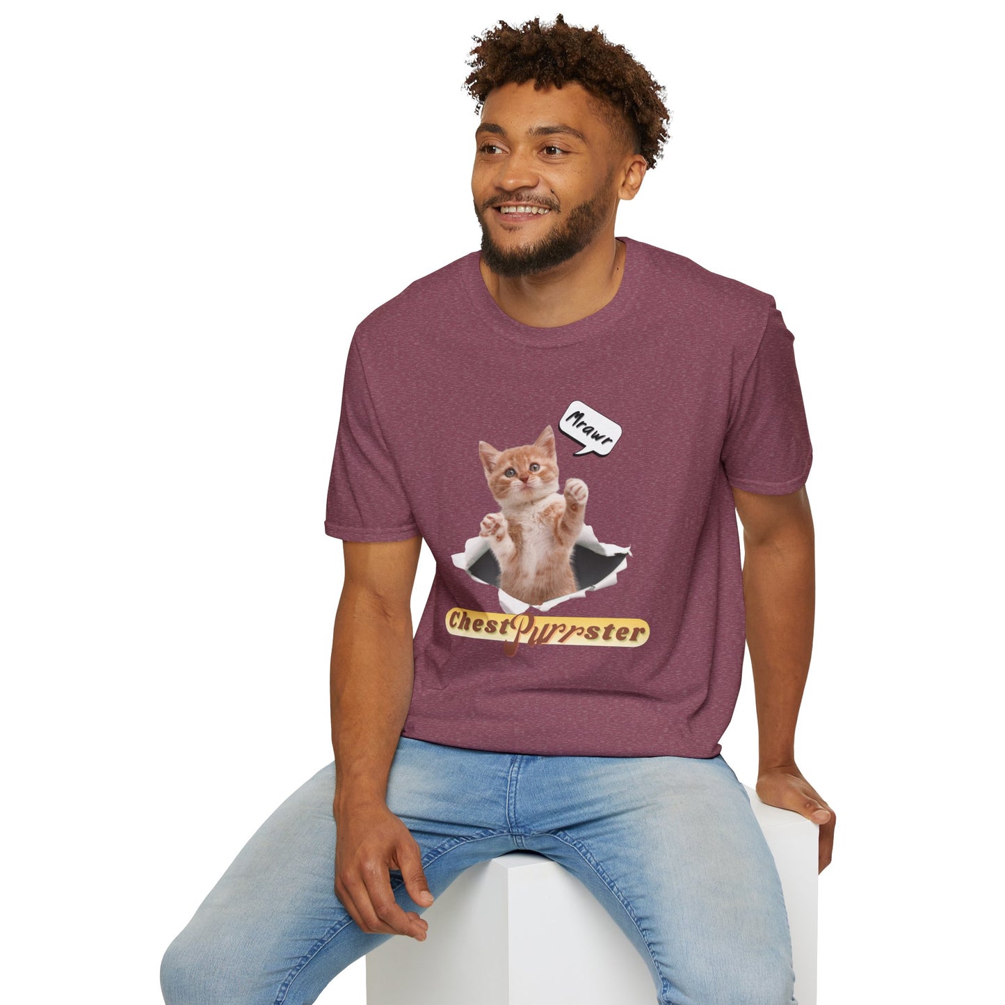 Cute Kitten ChestPurrster Pun - Unisex Softstyle T-Shirt