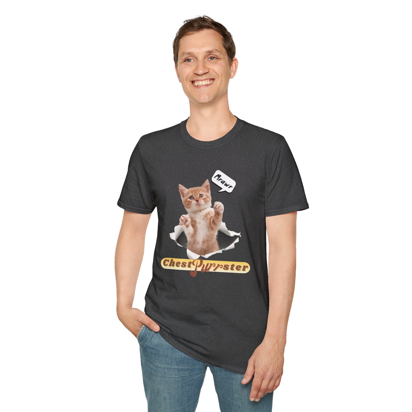 Cute Kitten ChestPurrster Pun - Unisex Softstyle T-Shirt