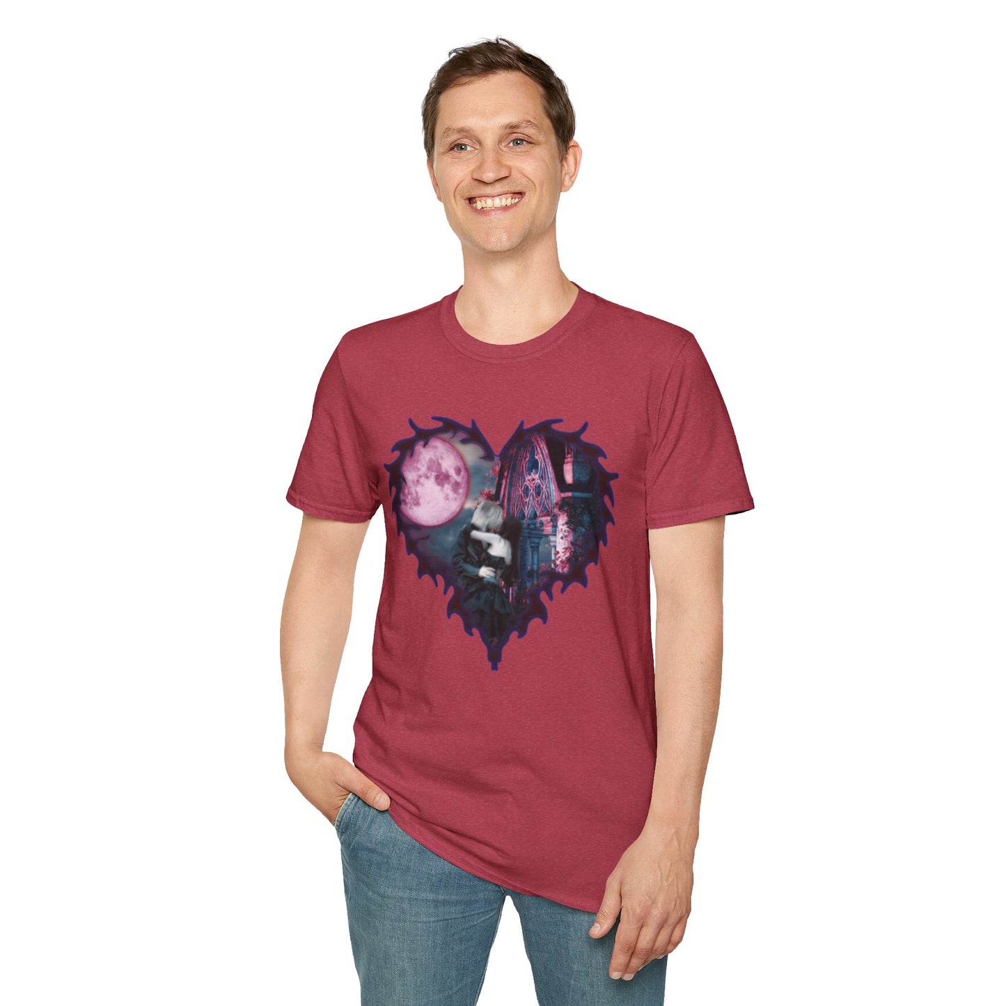 Gothic Couple Under the Moon - Unisex Softstyle T-Shirt