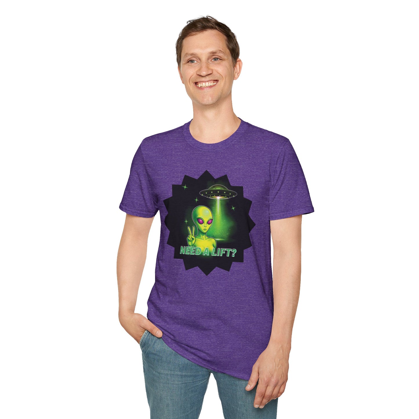 Cool Alien Peace Sign - Need a Lift - Unisex Softstyle T-Shirt