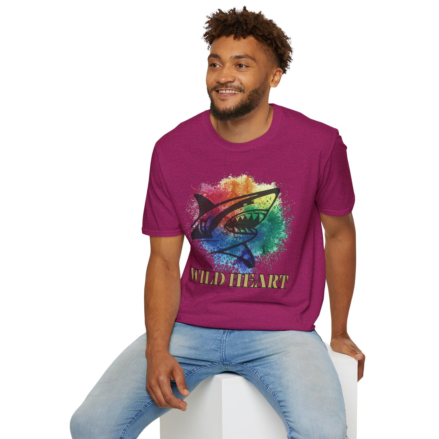 Wild Heart Collection - Shark Color Splash Unisex Softstyle Graphic T-Shirt