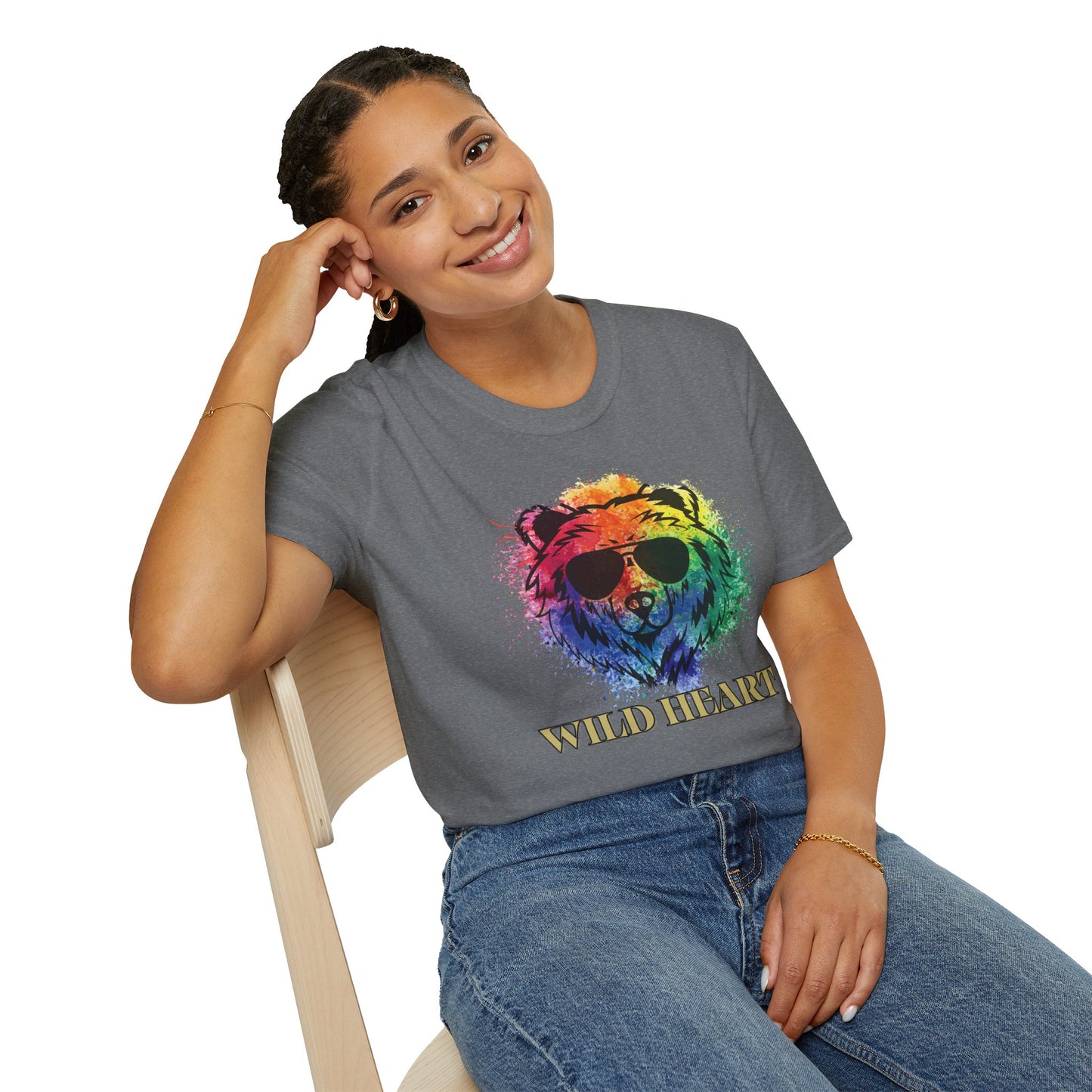 Wild Heart Collection - Bear Color Splash Unisex Softstyle Graphic T-Shirt