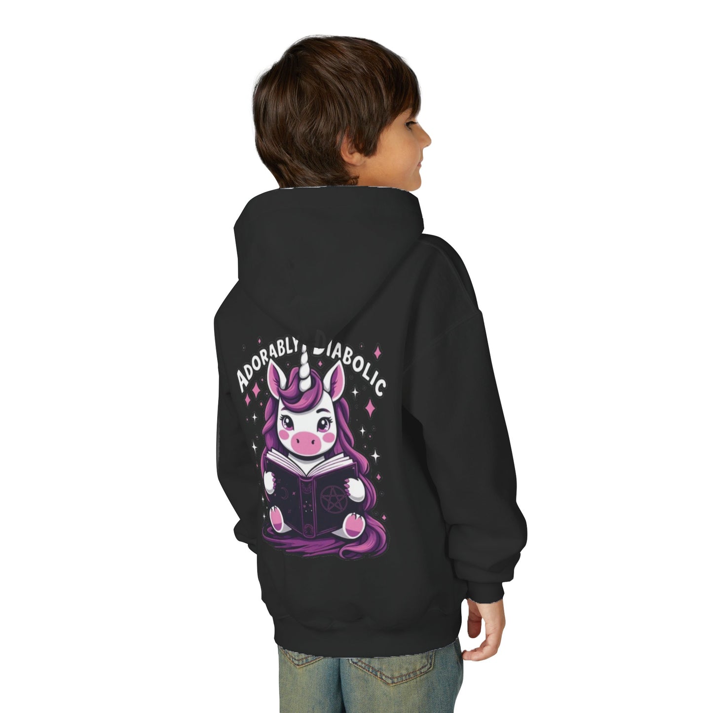 Adorably Diabolic Unicorn Magic - Youth Heavy Blend Hooded Sweatshirt