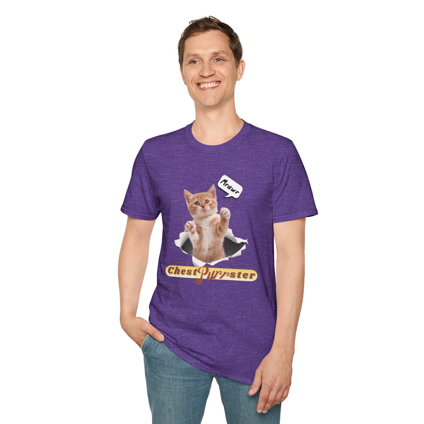 Cute Kitten ChestPurrster Pun - Unisex Softstyle T-Shirt