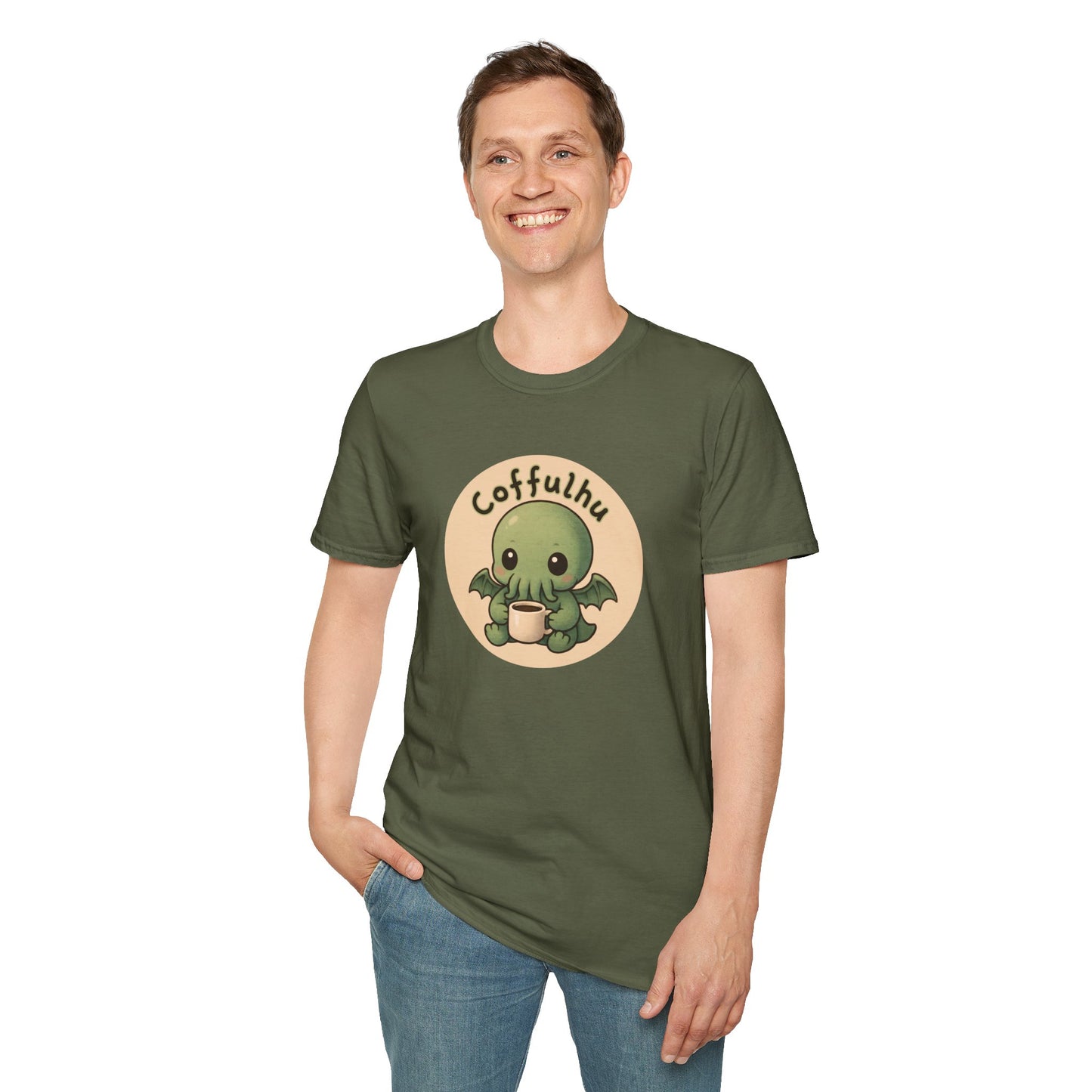 Cthulhu Coffulhu Coffee Pun - Unisex Softstyle T-Shirt