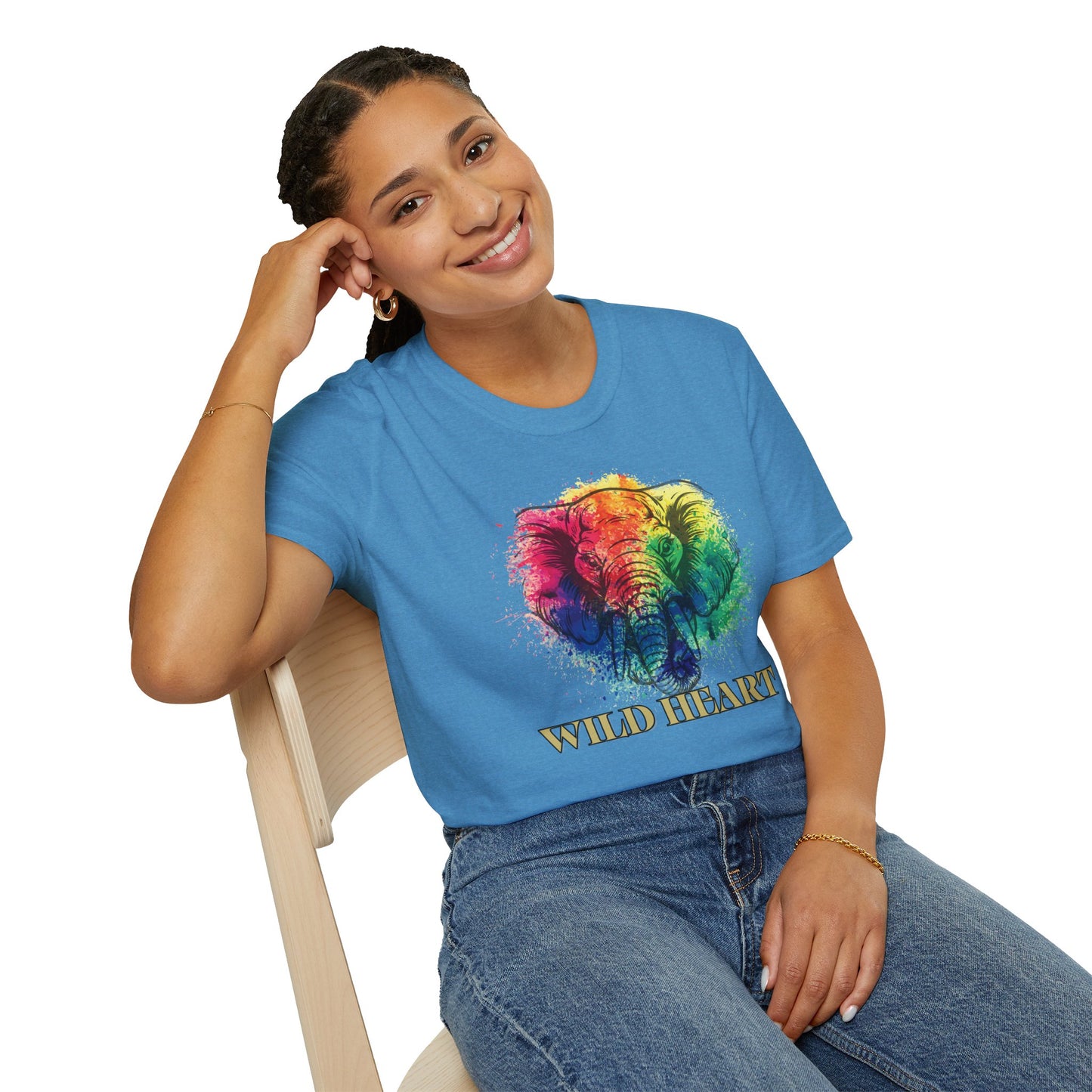 Wild Heart Collection - Elephant Color Splash Unisex Softstyle Graphic T-Shirt