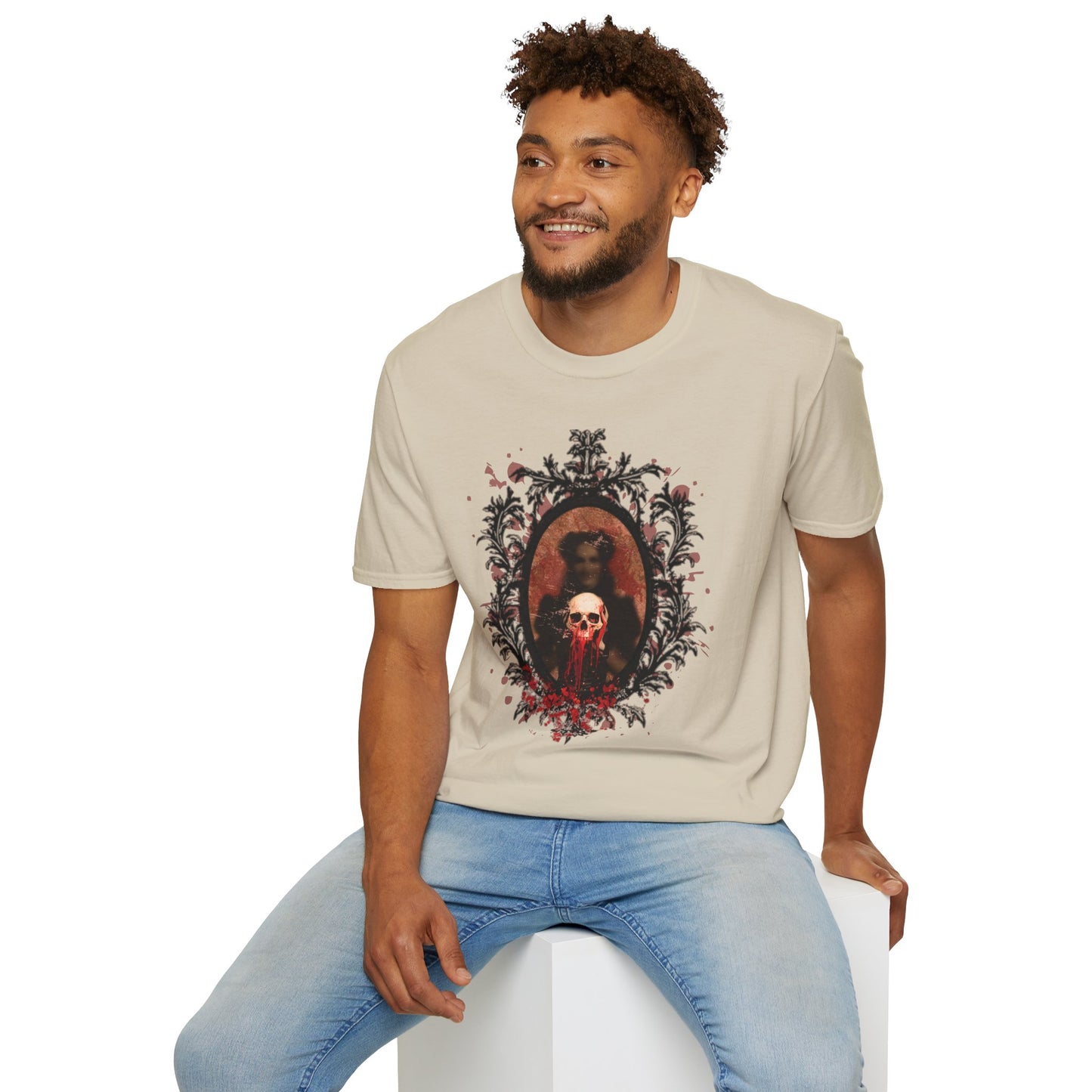 Vintage Gothic Skull Frame - Unisex Softstyle T-Shirt