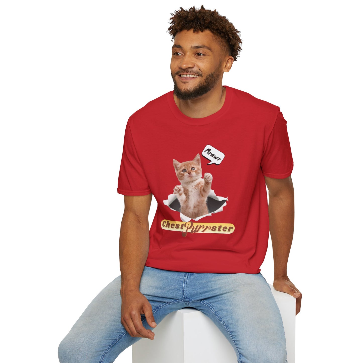 Cute Kitten ChestPurrster Pun - Unisex Softstyle T-Shirt