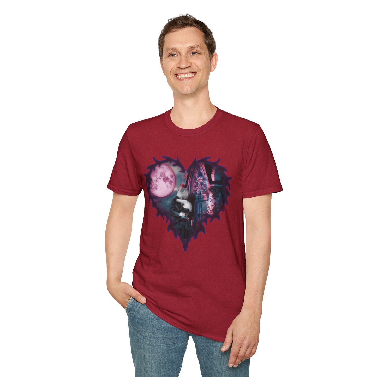 Gothic Couple Under the Moon - Unisex Softstyle T-Shirt