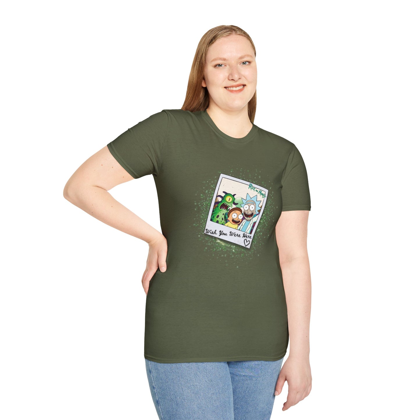 Rick & Morty Polaroid - Wish You Were Here - Unisex Softstyle T-Shirt