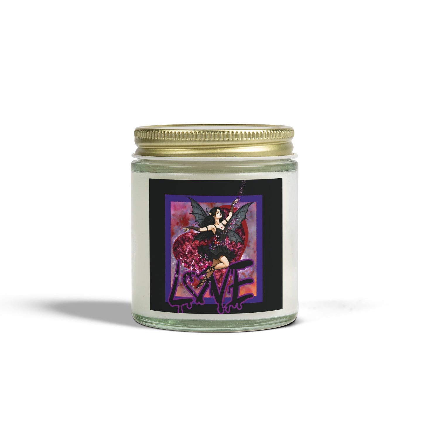 Scented Candle with Goth Fairy Love Design - Aromatherapy Candle for Home Decor, Eco-Friendly Soy Wax