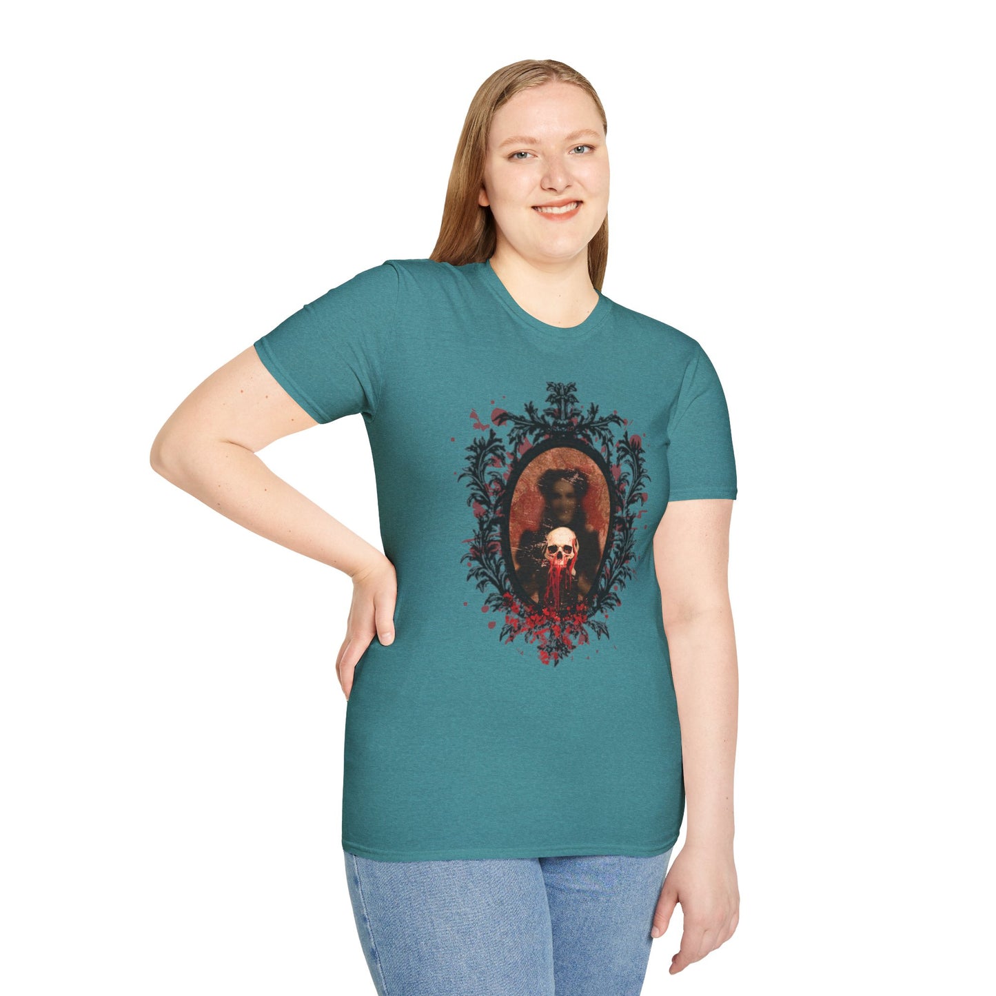 Vintage Gothic Skull Frame - Unisex Softstyle T-Shirt