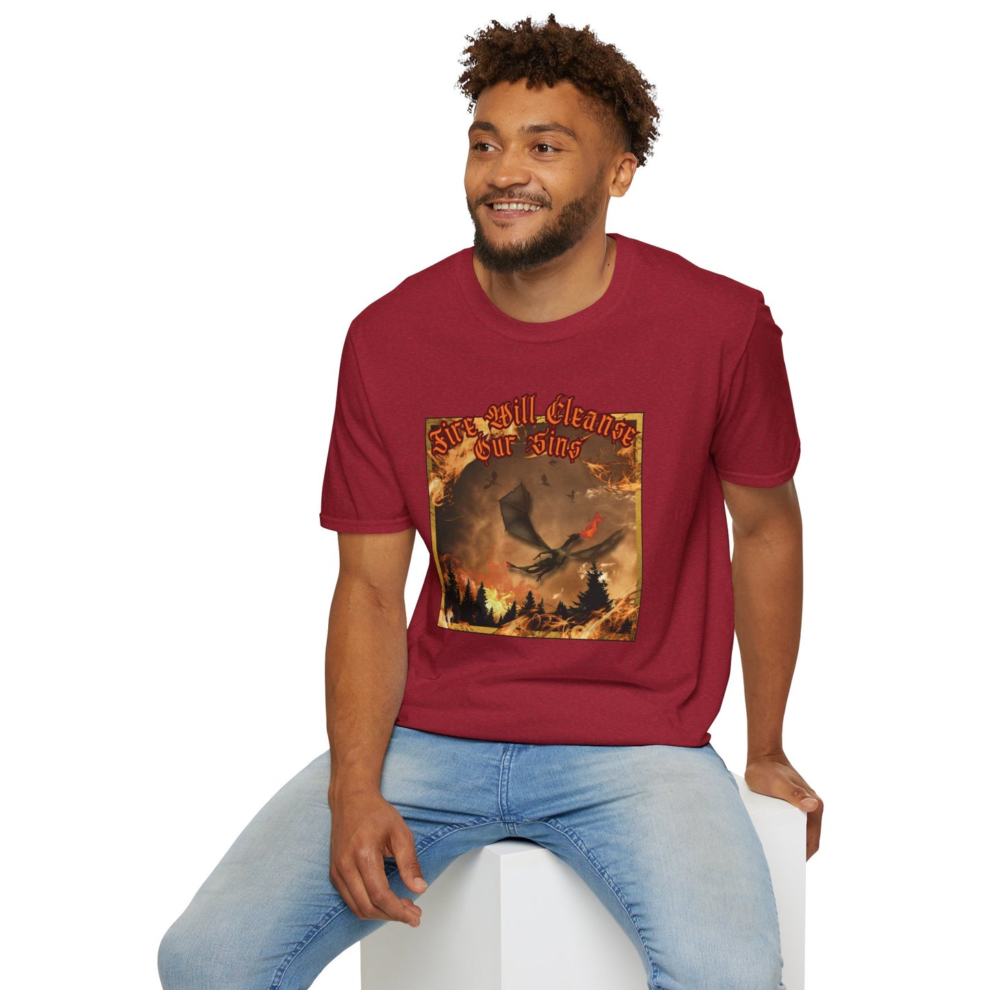Dragon Attacking - Fire Will Cleanse Our Sins - Unisex Softstyle T-Shirt