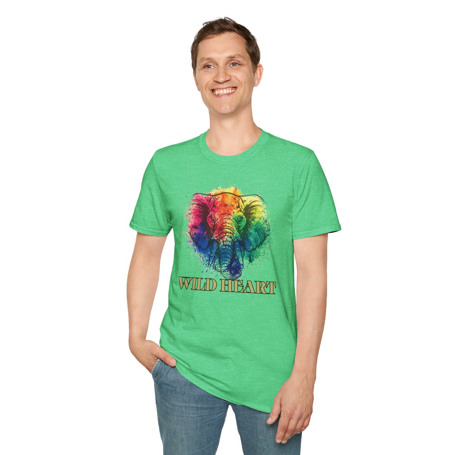 Wild Heart Collection - Elephant Color Splash Unisex Softstyle Graphic T-Shirt