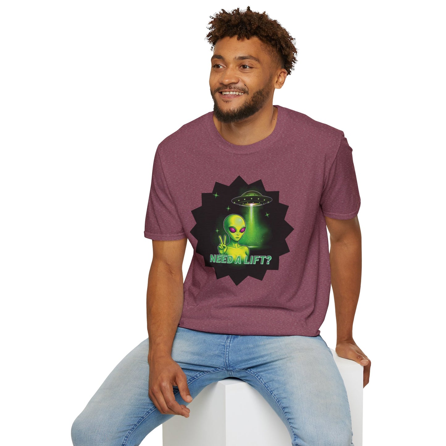 Cool Alien Peace Sign - Need a Lift - Unisex Softstyle T-Shirt