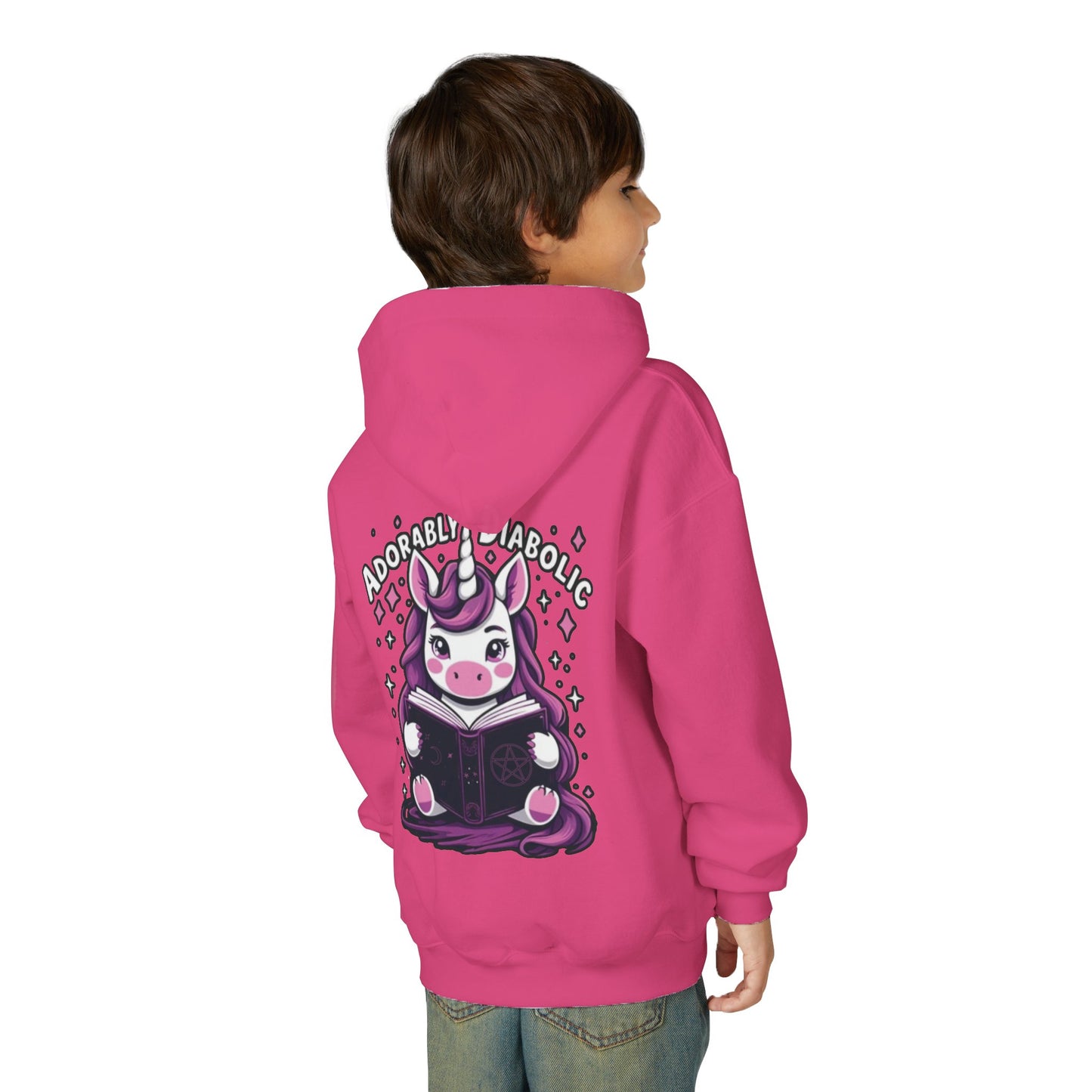 Adorably Diabolic Unicorn Magic - Youth Heavy Blend Hooded Sweatshirt