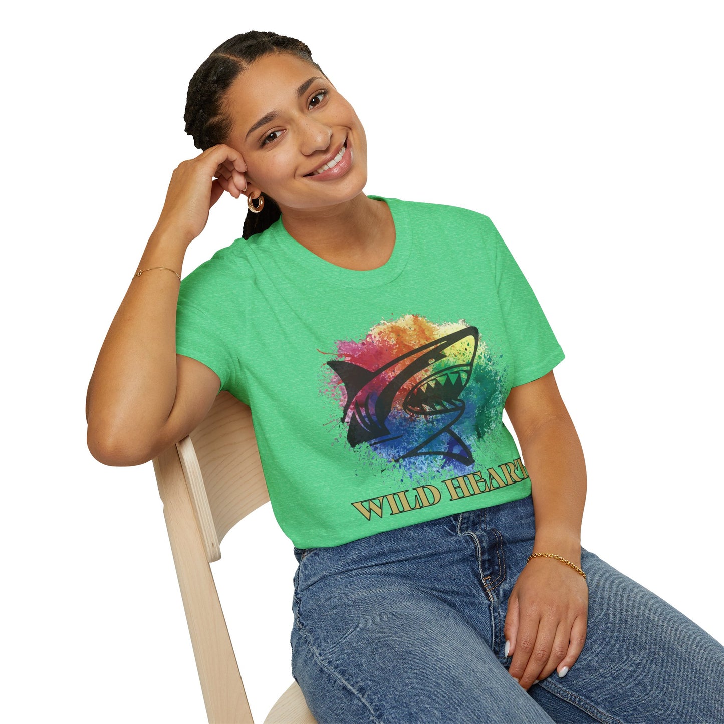 Wild Heart Collection - Shark Color Splash Unisex Softstyle Graphic T-Shirt
