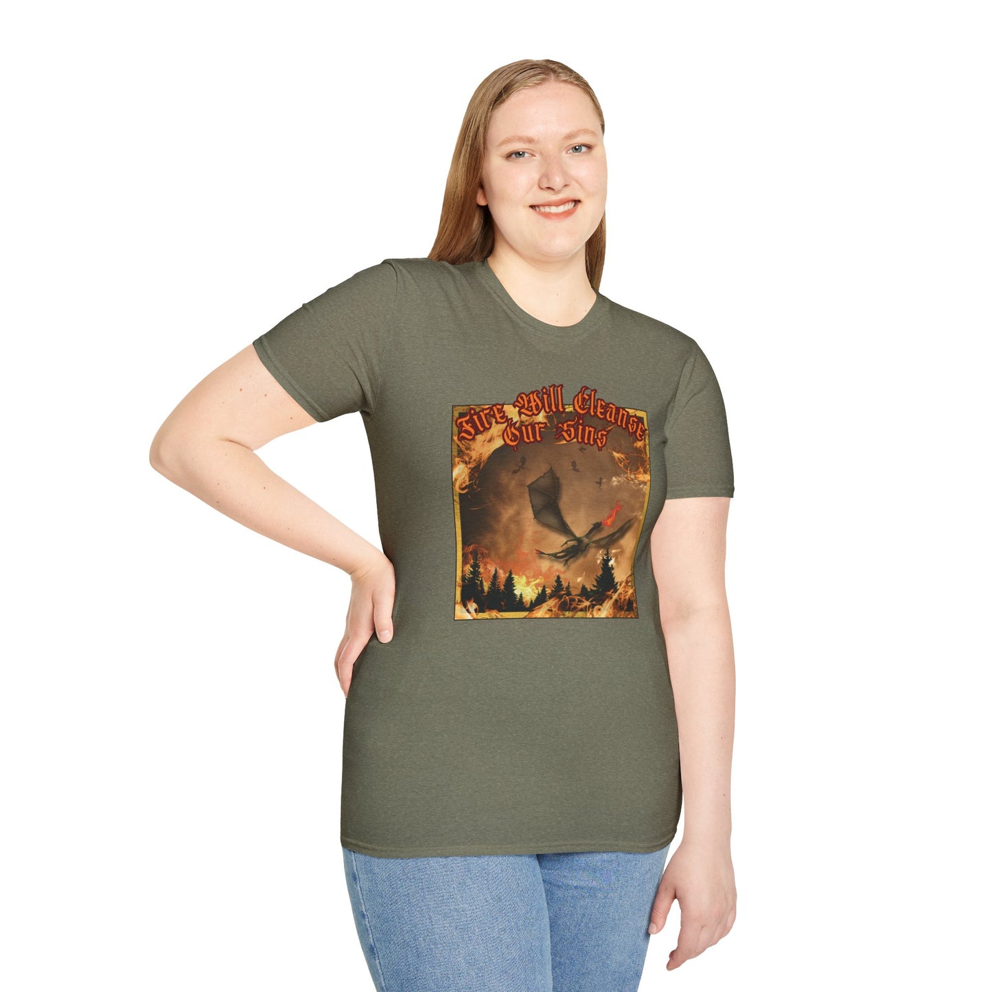 Dragon Attacking - Fire Will Cleanse Our Sins - Unisex Softstyle T-Shirt