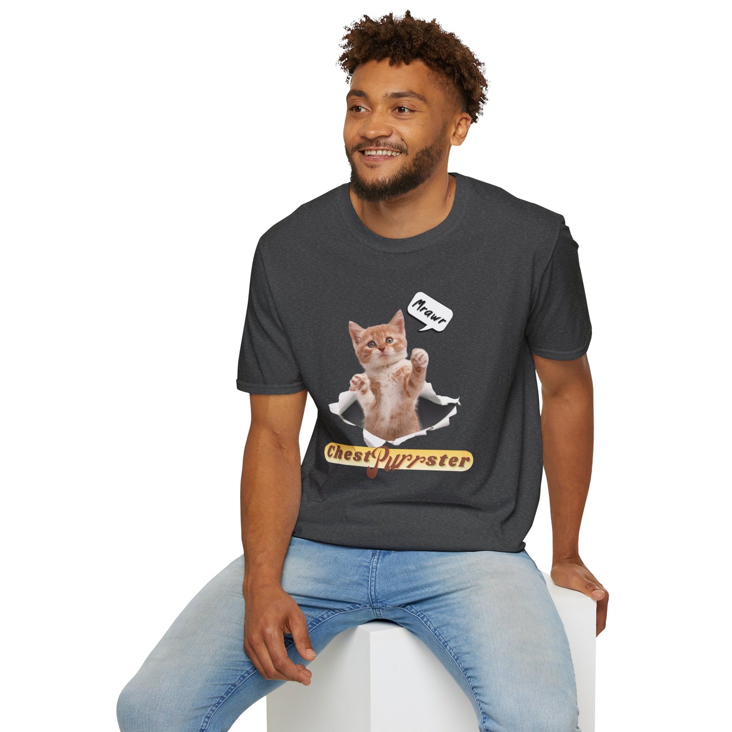 Cute Kitten ChestPurrster Pun - Unisex Softstyle T-Shirt