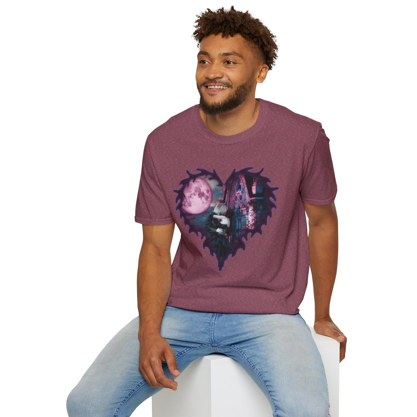Gothic Couple Under the Moon - Unisex Softstyle T-Shirt