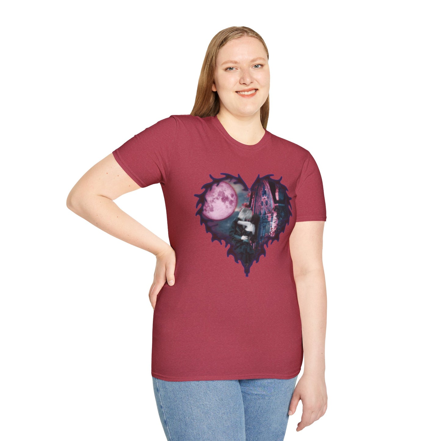 Gothic Couple Under the Moon - Unisex Softstyle T-Shirt