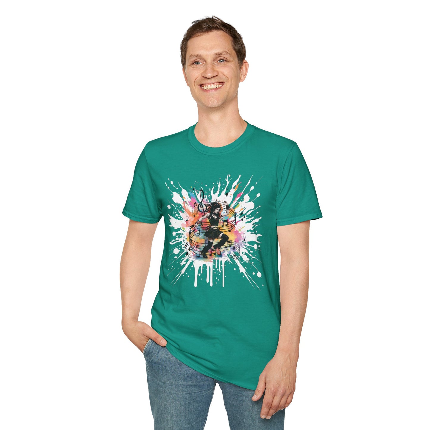 Colorful Music Brings Life Punk Dancer - Unisex Softstyle T-Shirt