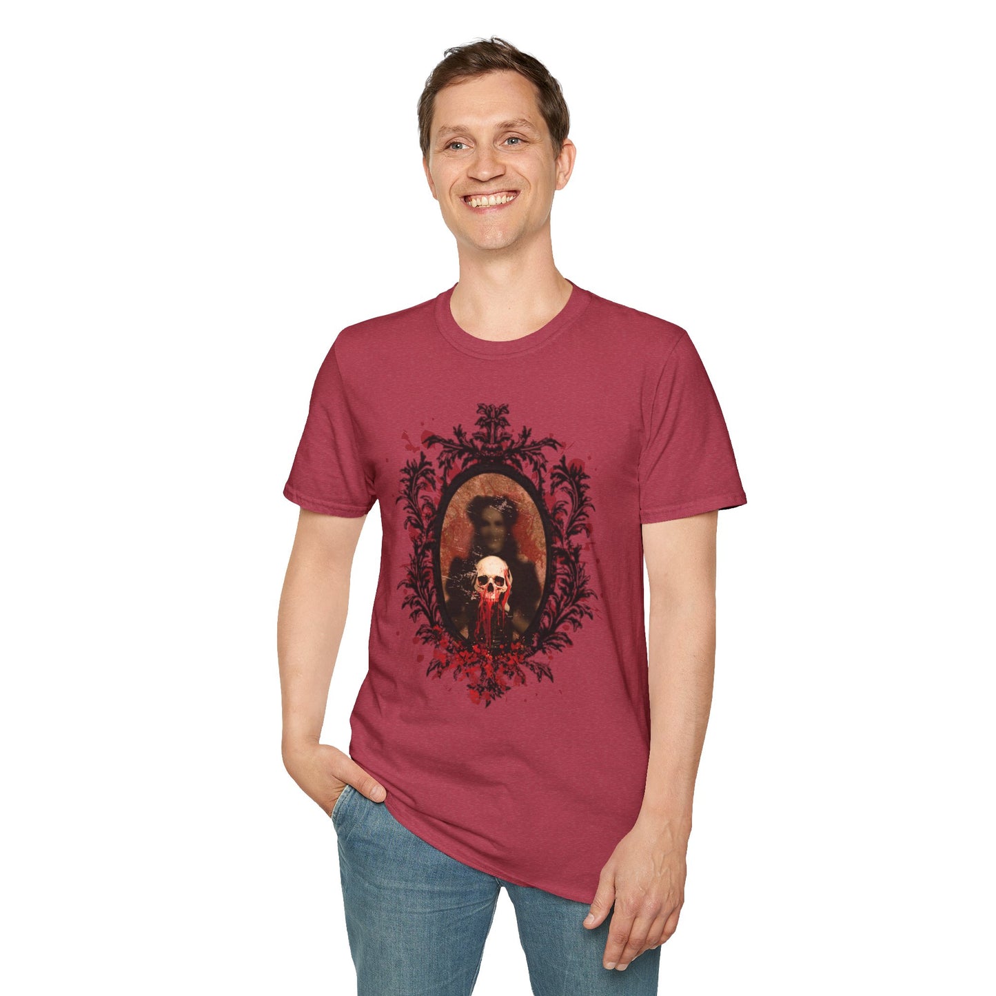 Vintage Gothic Skull Frame - Unisex Softstyle T-Shirt