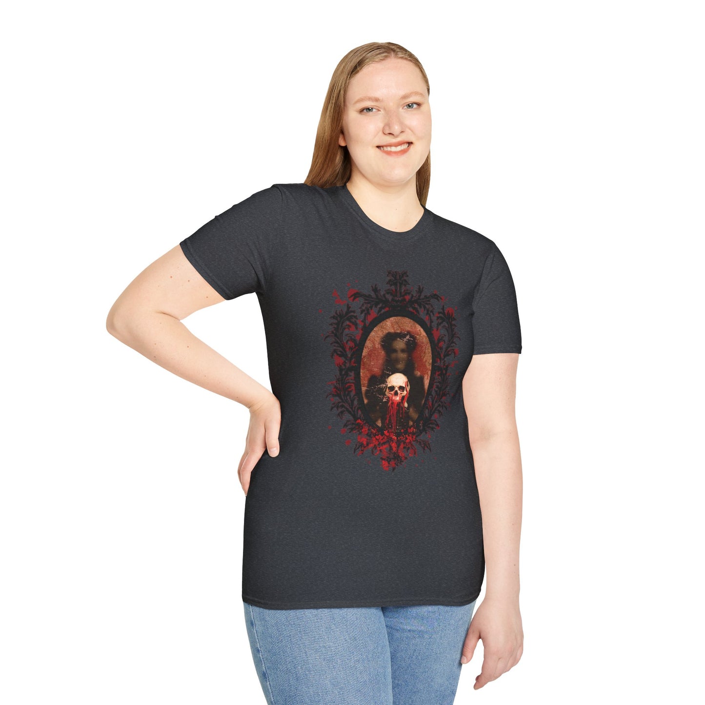 Vintage Gothic Skull Frame - Unisex Softstyle T-Shirt