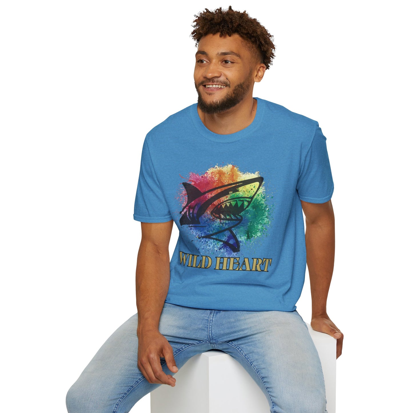 Wild Heart Collection - Shark Color Splash Unisex Softstyle Graphic T-Shirt