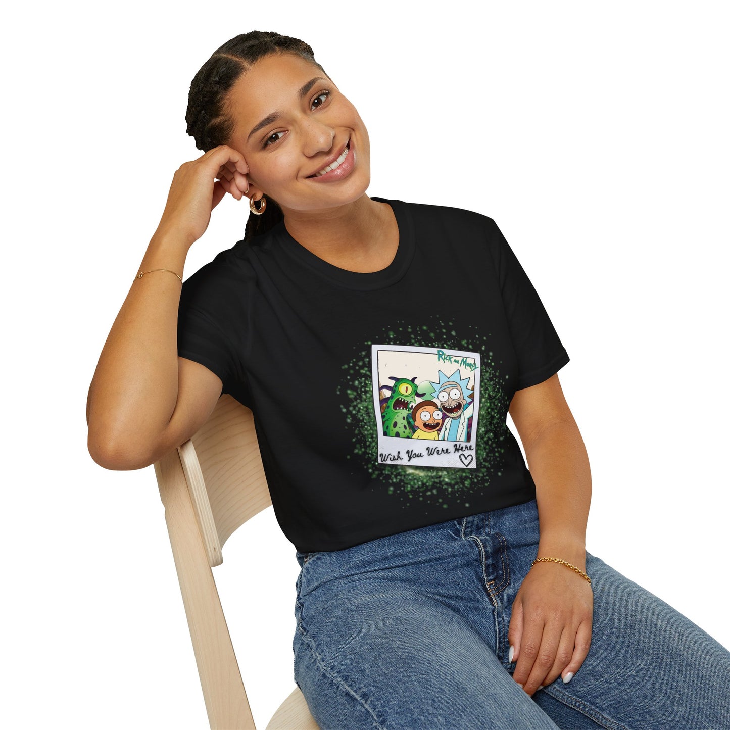 Rick & Morty Polaroid - Wish You Were Here - Unisex Softstyle T-Shirt