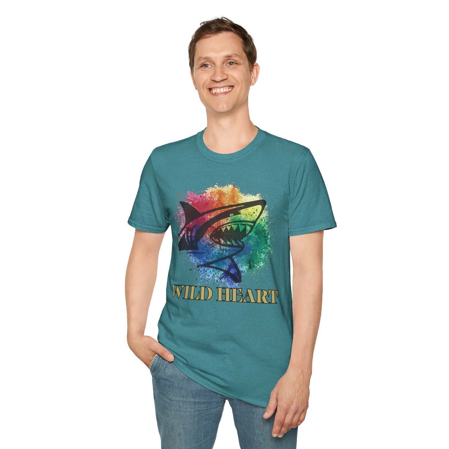 Wild Heart Collection - Shark Color Splash Unisex Softstyle Graphic T-Shirt